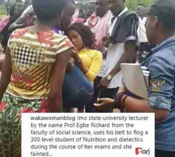 Female Student Fainted After Lecturer Flogged Her In IMSU [Photos, Video]